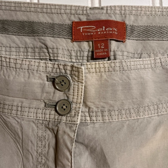 Tommy Bahama Womens Relax Cargo Capri Size 12 Drawstring Hem Pockets 100% Cotton - Picture 2 of 10